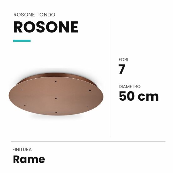 Ideal lux rosone tondo a 7 fori 50cm rame