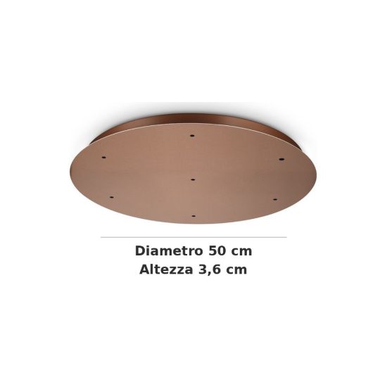 Ideal lux rosone tondo a 7 fori 50cm rame