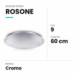Ideal lux rosone tondo a 9 fori 60cm cromo