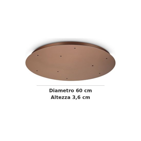 Ideal lux rosone tondo a 9 fori 60cm rame