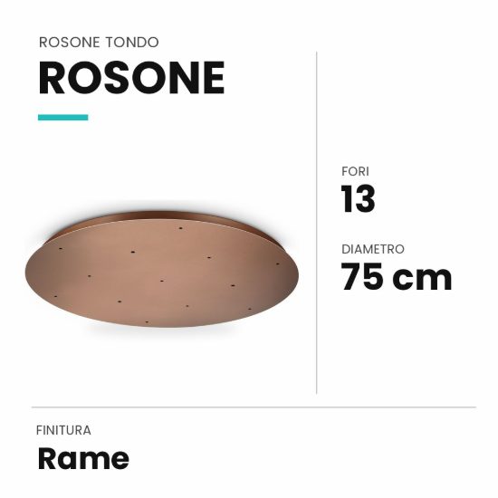 Ideal lux rosone tondo a 13 fori 75cm rame