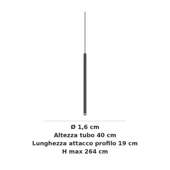 Ideal lux ego pendant tube lampada a sospensione per binario led 5,5w 3000k 1,6cm dali nera