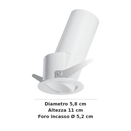 Ideal lux quark faretto da incasso per cartongesso orientabile 12w 3000k foro 5,2cm rotondo bianco