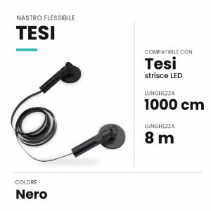 Ideal lux tesi nastro flessibile in acciaio da tendere 8mmx10m per strisce led nero
