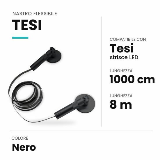 Ideal lux tesi nastro flessibile in acciaio da tendere 8mmx10m per strisce led nero