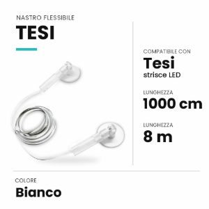 Ideal lux tesi nastro flessibile in acciaio da tendere 8mmx10m per strisce led bianco