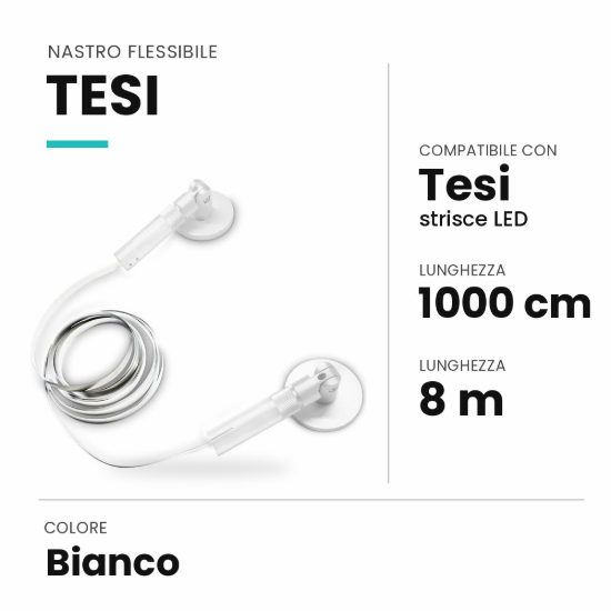Ideal lux tesi nastro flessibile in acciaio da tendere 8mmx10m per strisce led bianco