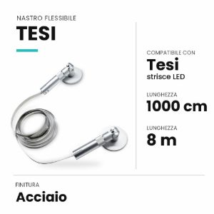 Ideal lux tesi nastro flessibile in acciaio da tendere 8mmx10m per strisce led acciaio