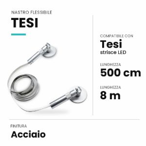 Ideal lux tesi nastro flessibile in acciaio da tendere 8mmx5m per strisce led acciaio