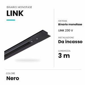 Ideal lux link binario monofase da incasso 3m nero