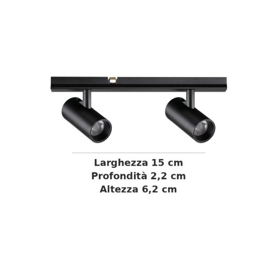 Ideal lux stick faretto doppio per binario magnetico 48v orientabile led 6w 2700k nero