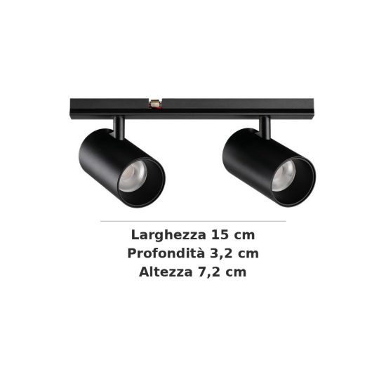 Ideal lux stick faretto doppio per binario magnetico 48v orientabile led 10w 2700k nero