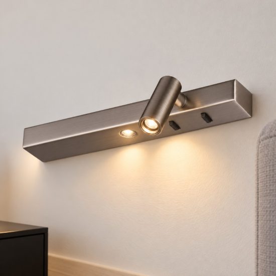 Ideal lux bonne nuit-2 applique con faretto orientabile led 6,5w 22cm per comodino moderna nichel