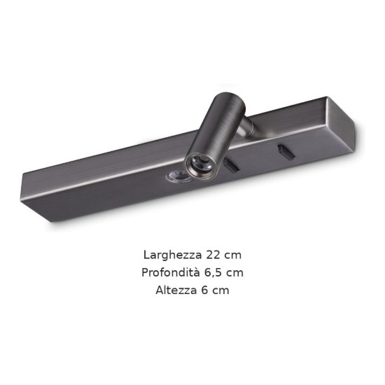 Ideal lux bonne nuit-2 applique con faretto orientabile led 6,5w 22cm per comodino moderna nichel