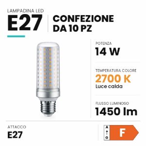 Ideal lux lampadina led e27 tubolare 14w 2700k trasparente confezione 10 pezzi