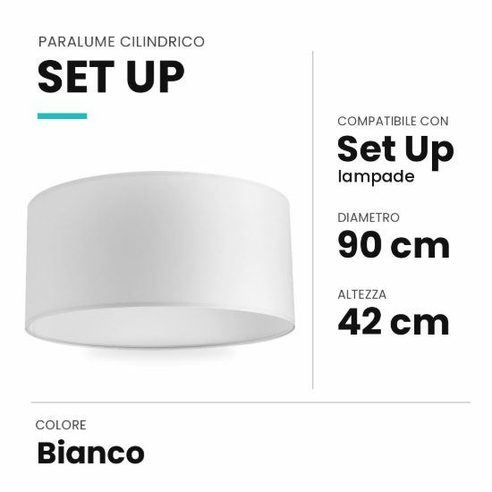 Ideal lux set up paralume cilindrico in tessuto 90x42cm bianco