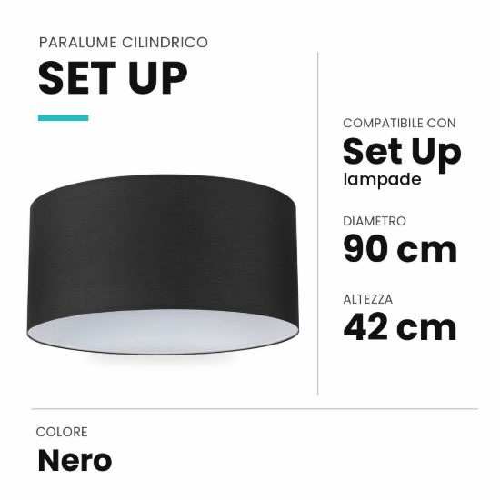 Ideal lux set up paralume cilindrico in tessuto 90x42cm nero