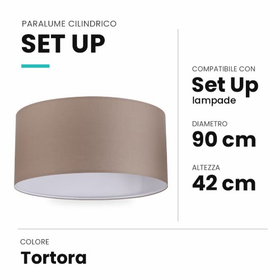Ideal lux set up paralume cilindrico in tessuto 90x42cm tortora