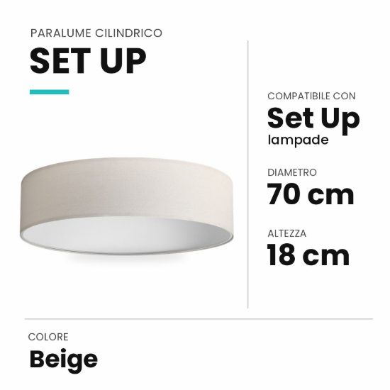 Ideal lux set up paralume cilindrico in tessuto 70x18cm beige