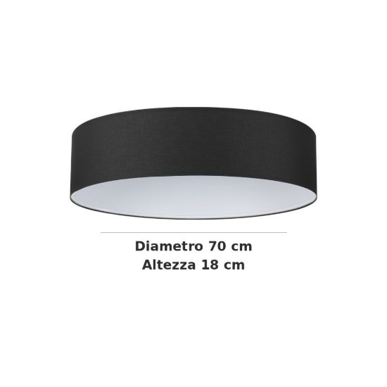 Ideal lux set up paralume cilindrico in tessuto 70x18cm nero