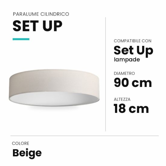 Ideal lux set up paralume cilindrico in tessuto 90x18cm beige
