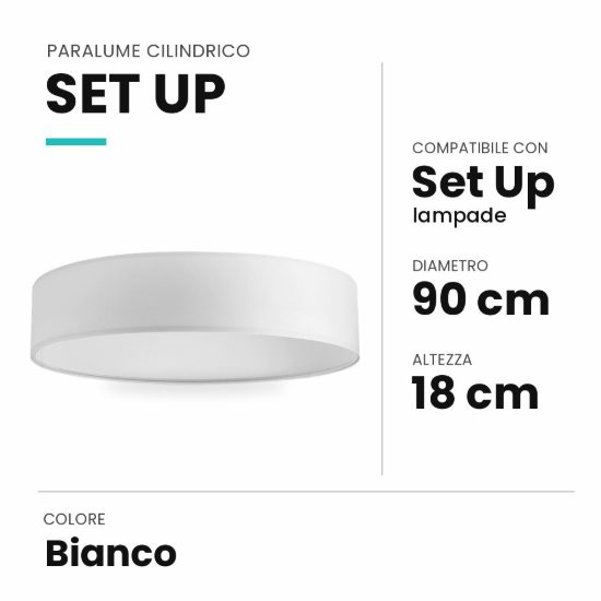 Ideal lux set up paralume cilindrico in tessuto 90x18cm bianco