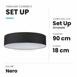 Ideal lux set up paralume cilindrico in tessuto 90x18cm nero