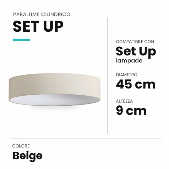 Ideal lux set up paralume cilindrico in tessuto 45x9cm beige