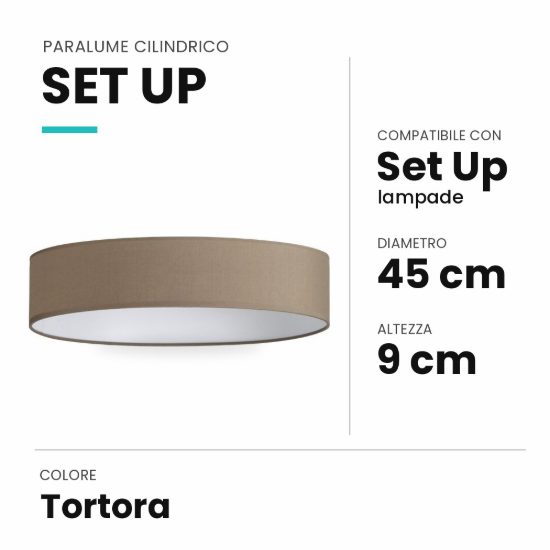 Ideal lux set up paralume cilindrico in tessuto 45x9cm tortora