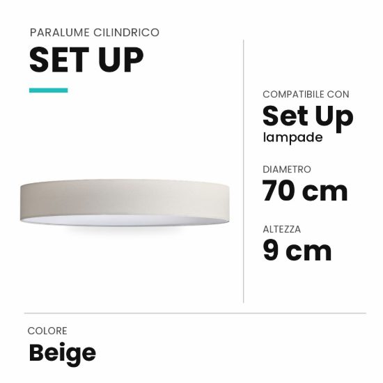 Ideal lux set up paralume cilindrico in tessuto 70x9cm beige