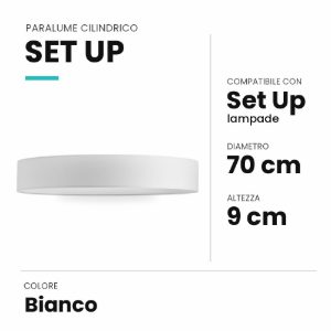 Ideal lux set up paralume cilindrico in tessuto 70x9cm bianco