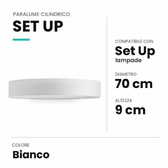 Ideal lux set up paralume cilindrico in tessuto 70x9cm bianco