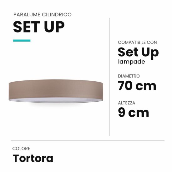 Ideal lux set up paralume cilindrico in tessuto 70x9cm tortora