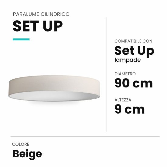 Ideal lux set up paralume cilindrico in tessuto 90x9cm beige