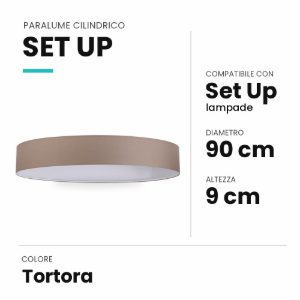 Ideal lux set up paralume cilindrico in tessuto 90x9cm tortora
