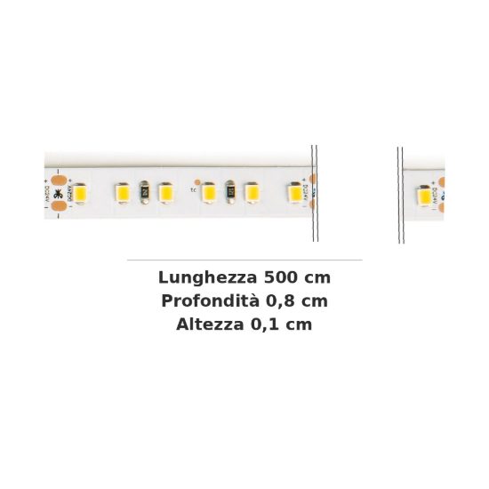 Ideal lux striscia led 24v smd 120 led/m 5w/m 3000k ip20 5m