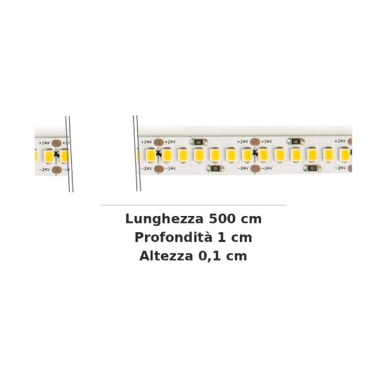 Ideal lux striscia led 24v smd 240 led/m 10w/m 4000k ip20 5m