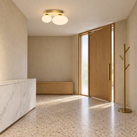 Ideal lux ninfea plafoniera due luci in vetro g9 led 3w 25cm per soggiorno contemporanea ottone