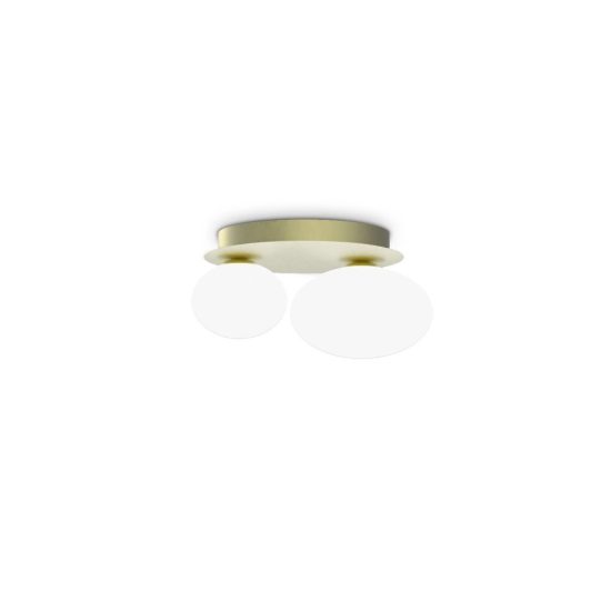 Ideal lux ninfea plafoniera due luci in vetro g9 led 3w 25cm per soggiorno contemporanea ottone