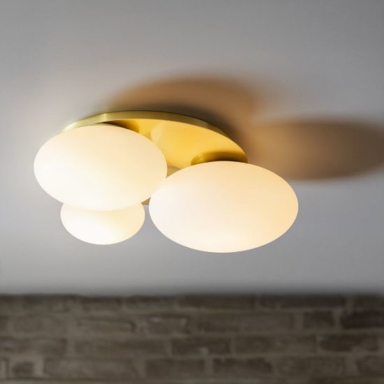 Ideal lux ninfea plafoniera due luci in vetro g9 led 3w 25cm per soggiorno contemporanea ottone