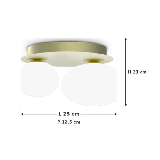 Ideal lux ninfea plafoniera due luci in vetro g9 led 3w 25cm per soggiorno contemporanea ottone
