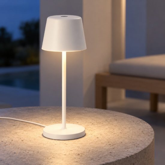 Ideal lux cute lampada da tavolino ricaricabile da esterno led 2,5w 20,8cm moderna bianca ip65