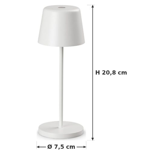 Ideal lux cute lampada da tavolino ricaricabile da esterno led 2,5w 20,8cm moderna bianca ip65