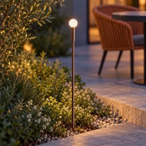 Ideal lux twiggy paletto da esterno giardino led 1,5w 3000k 65cm sferico moderno caffè