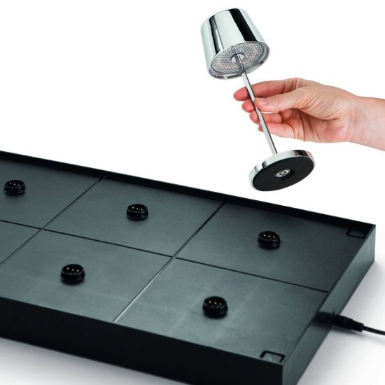 Ideal lux cute base di ricarica per massimo 6 lampade a batteria nera