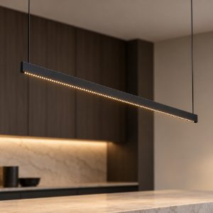 Ideal lux steel lampadario lineare biemissione fascio largo led 35w 3000k 120cm per cucina nero