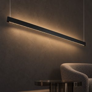 Ideal lux steel lampadario lineare biemissione fascio stretto led 35w 3000k 120cm per cucina nero