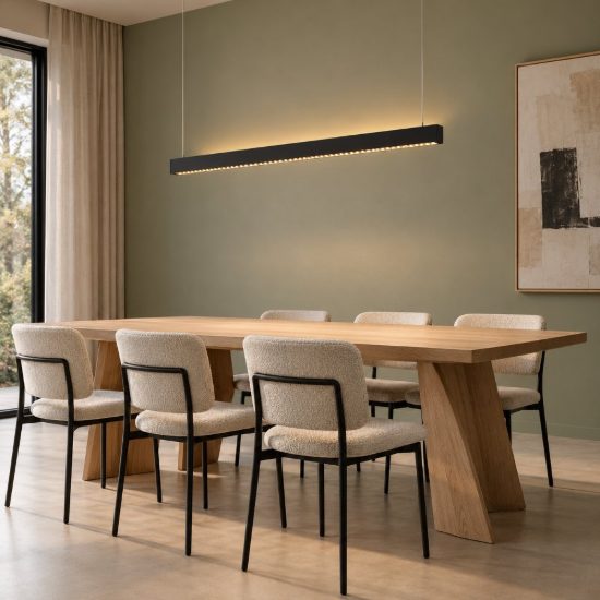 Ideal lux steel lampadario lineare biemissione fascio stretto led 35w 3000k 120cm per cucina nero