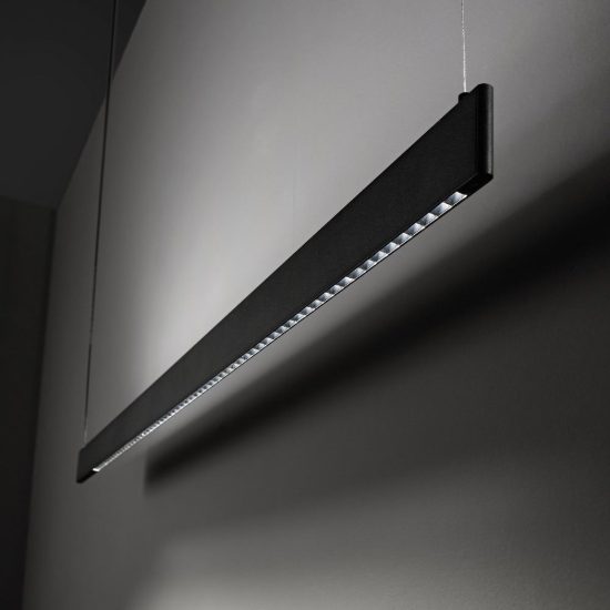 Ideal lux steel lampadario lineare biemissione fascio stretto led 35w 3000k 120cm per cucina nero