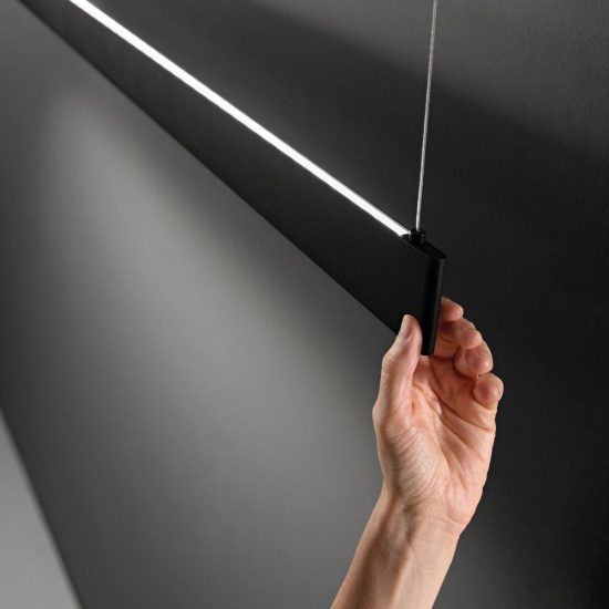 Ideal lux steel lampadario lineare biemissione fascio stretto led 35w 3000k 120cm per cucina nero